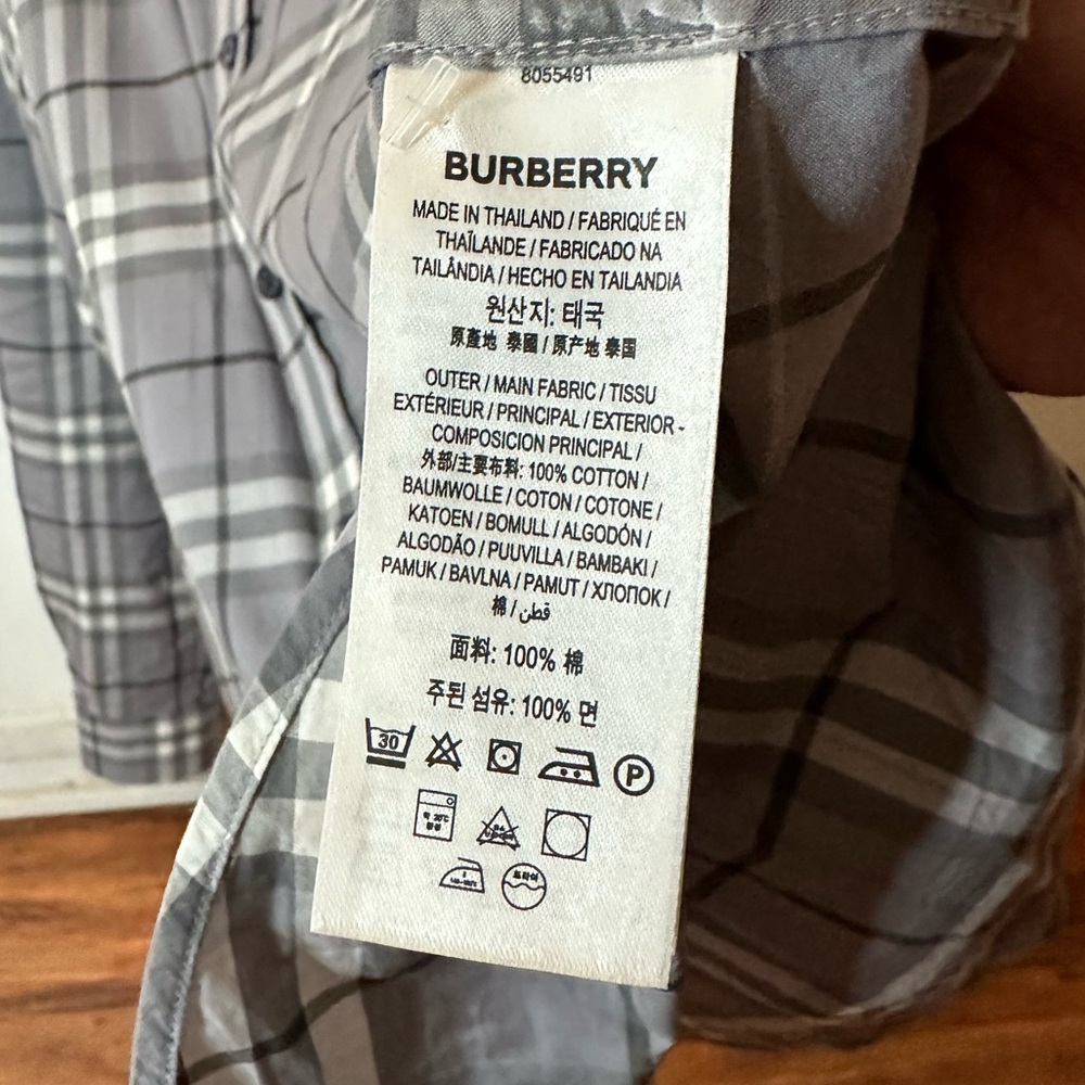 Burberry Check Cotton Poplin Shirt in Seal Grey - Picture 4 of 5